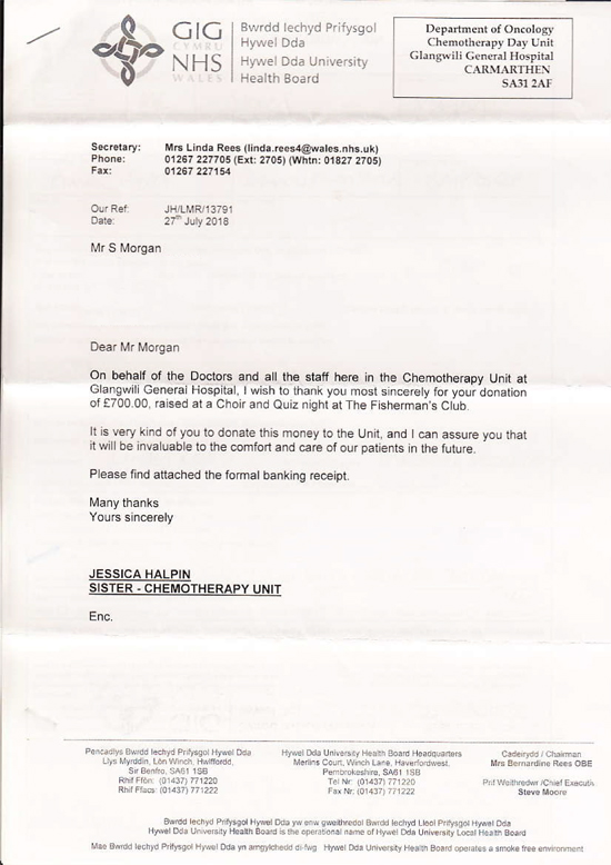 Thank You Letter 27th July 2018